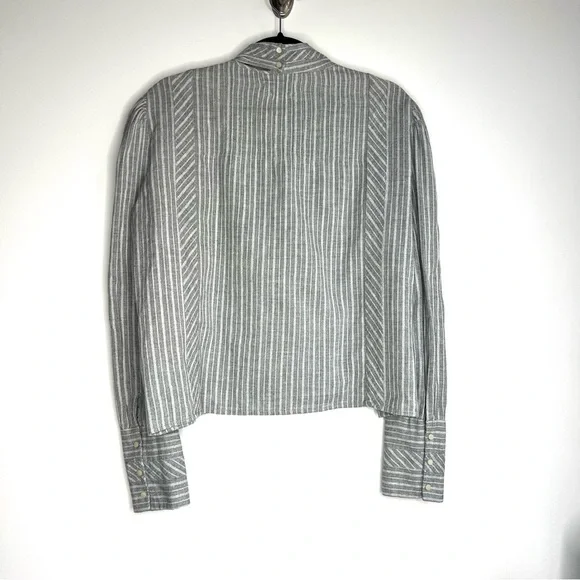 Isabel Marant Etoile Grey Striped Mock Neck Blouse - Picture 5 of 7